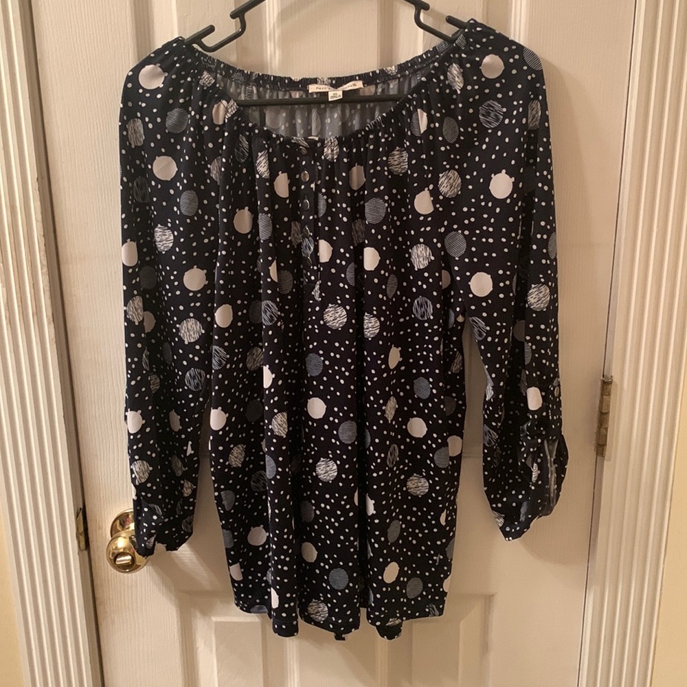 Notations navy and white blouse size XL